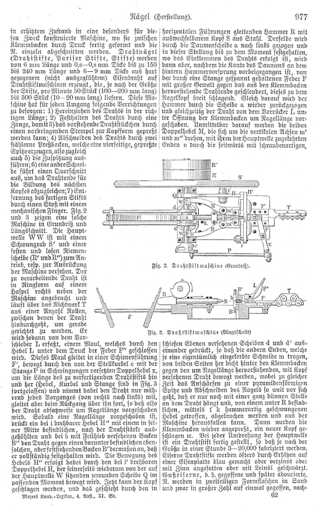 Eine Buchseite mit einer Zeichnung einer Maschine, die als "Deutsches Patent 977,977" bezeichnet ist, umgeben von mehreren Bildern der Maschine.
