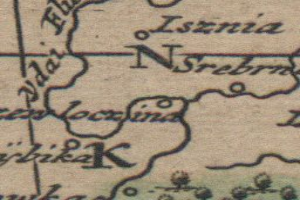 Ein detaillierter alter Stadtplan von Nuernberg, Deutschland, der Straßen, Gebäude, Sehenswürdigkeiten und beschreibenden Text zeigt.