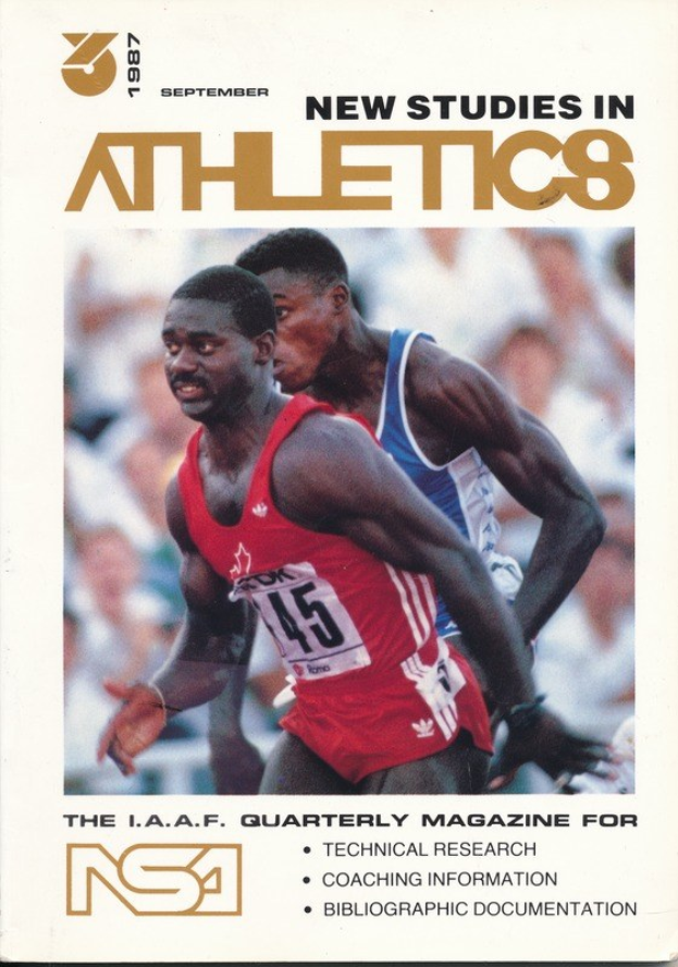 Titelbild des Buchs "Neue Studien im Leichtathletik September 1987" mit zwei Personen auf dem Cover.