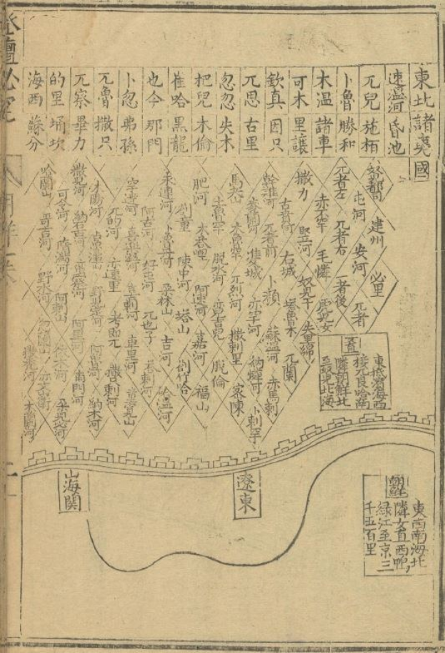 Altes Buch mit einem detaillierten Stadtplan von Shanghai, China, das Straßen, Gebäude und Sehenswürdigkeiten zeigt, mit chinesischer Schrift, die zusätzliche Informationen liefert.
