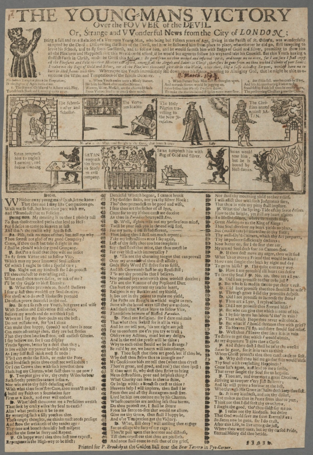 Ein Siegesplakat mit fetter Schrift und detaillierten Illustrationen entschlossener junger Männer.