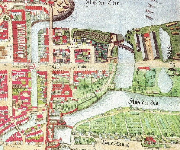 Detailierte alte Karte von Stuttgart, Deutschland, zeigt Straßen, Gebäude, Bäume, Gras, Wasser und Text mit Informationen zur Bevölkerung, Geschichte und Kultur.