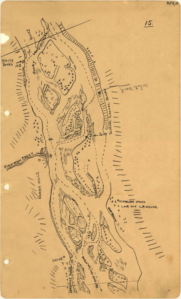 Ein altes, detailliertes Stadtplan auf Papier, der Straßen, Gebäude und Sehenswürdigkeiten zeigt, mit zusätzlichem Text, der Namen und Informationen zu den Stadtmerkmalen liefert.