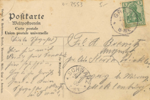 Eine alte deutsche Postkarte datiert 6-2553, die ein Stempel mit der Aufschrift "Wehrmacht" und ein Bild eines Mannes zeigt, in sehr gutem (VF) Zustand.