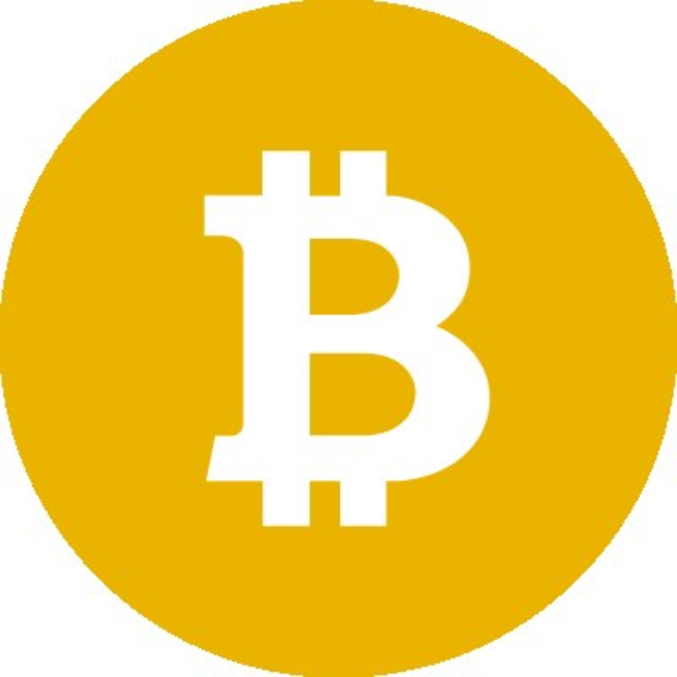 Ein hellgelbes Bitcoin-Symbol in der Mitte eines wei├čen Hintergrunds.
