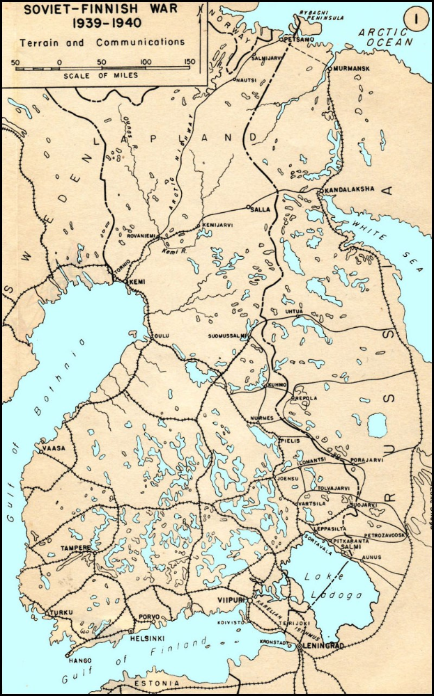 Ein Plakatplan, der das territoriale Ausmaß des Sowjetisch-Finnischen Krieges von 1939 bis 1940 zeigt, mit erklärendem Text versehen.