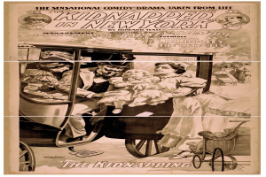 Plakat für "Entführt in New York", das besorgte Menschen in einem Fahrzeug unter einem ged├Ąmpften, traurigen Farbschema mit dem Titel über dem Fahrzeug zeigt.